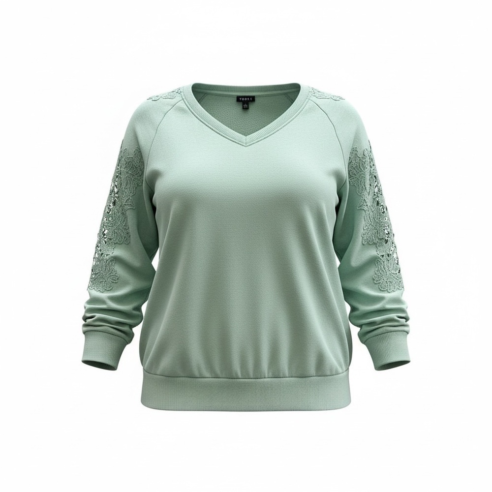 TORRID 00 0X XL Mint Green Sweatshirt Lace Sleeve Detail R $59